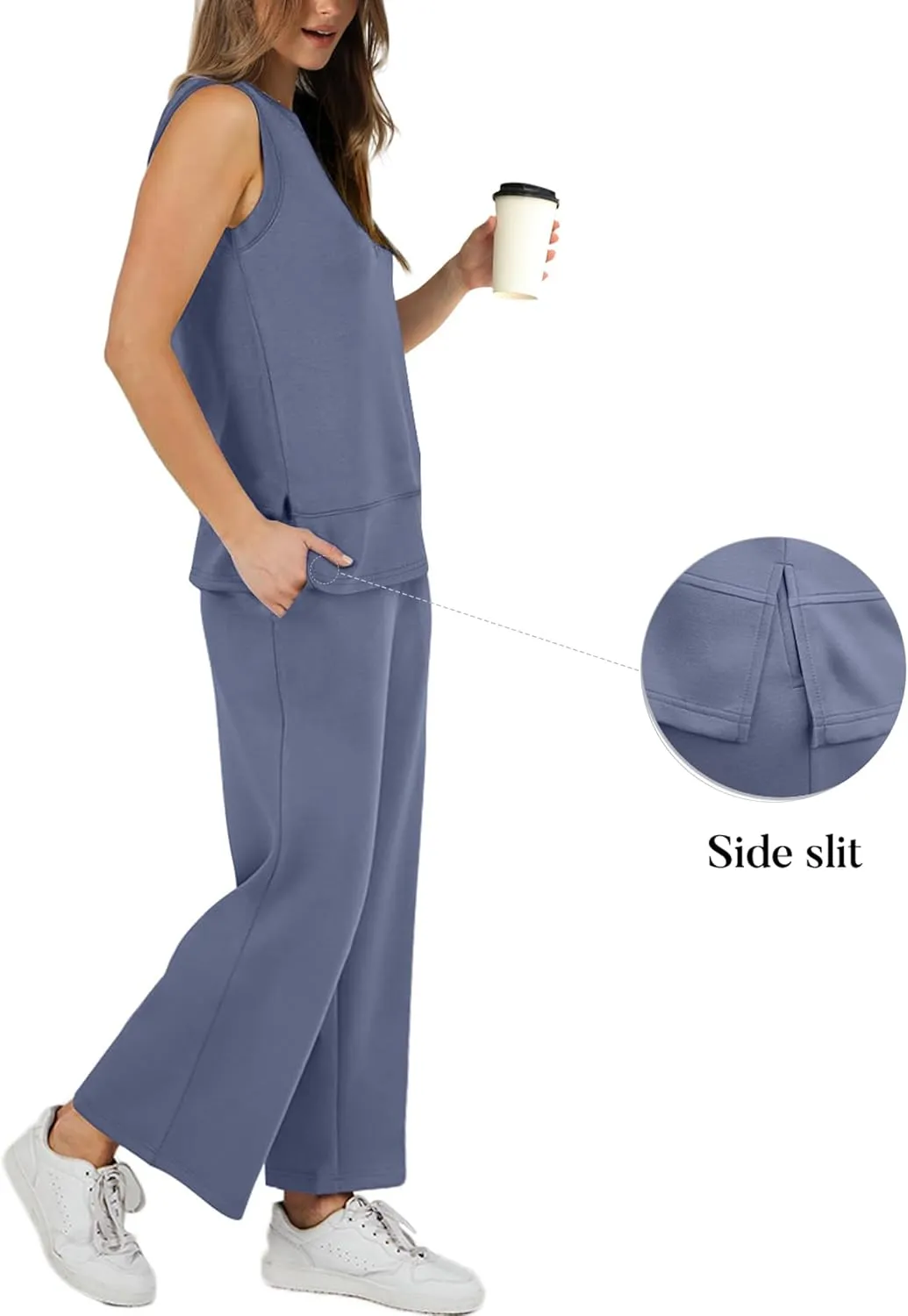 XIEERDUO Women's 2 Piece Outfits Summer Travel Tracksuit Loose Wide Leg Loungewear Comfy Lounge Sets S-3XL