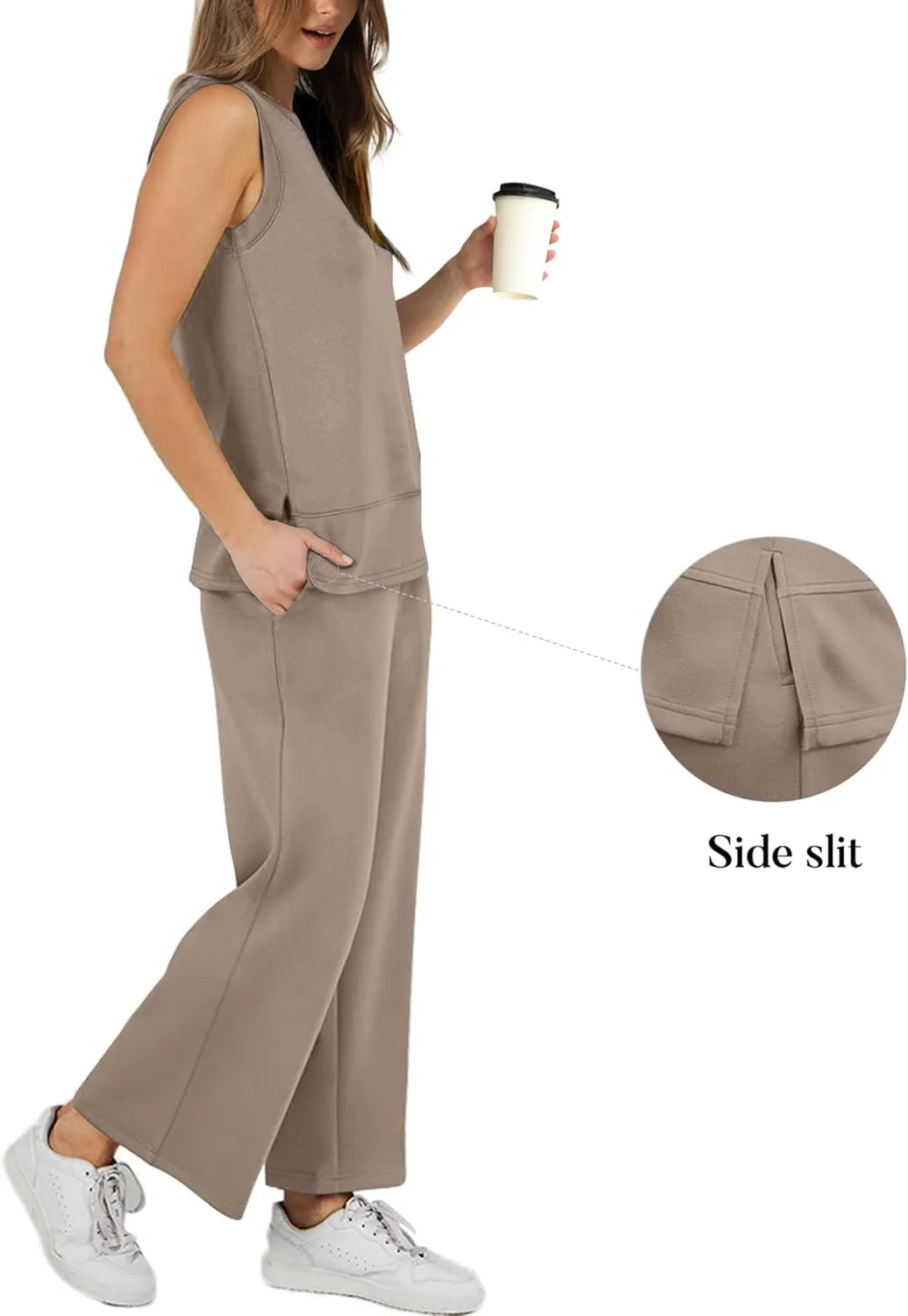 XIEERDUO Women's 2 Piece Outfits Summer Travel Tracksuit Loose Wide Leg Loungewear Comfy Lounge Sets S-3XL