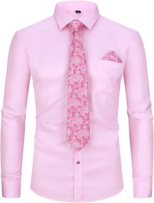 XTAPAN Men's Casual Dress Shirt Long Sleeve Regular Fit Business Button up Shirt