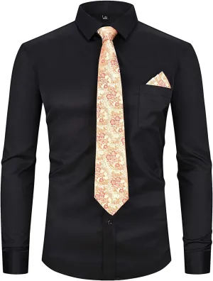XTAPAN Men's Casual Dress Shirt Long Sleeve Regular Fit Business Button up Shirt