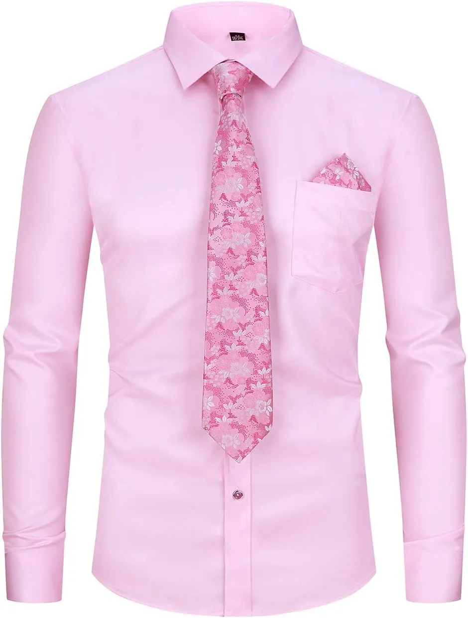 XTAPAN Men's Casual Dress Shirt Long Sleeve Regular Fit Business Button up Shirt