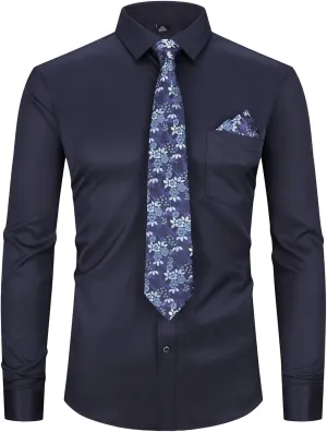 XTAPAN Men's Casual Dress Shirt Long Sleeve Regular Fit Business Button up Shirt