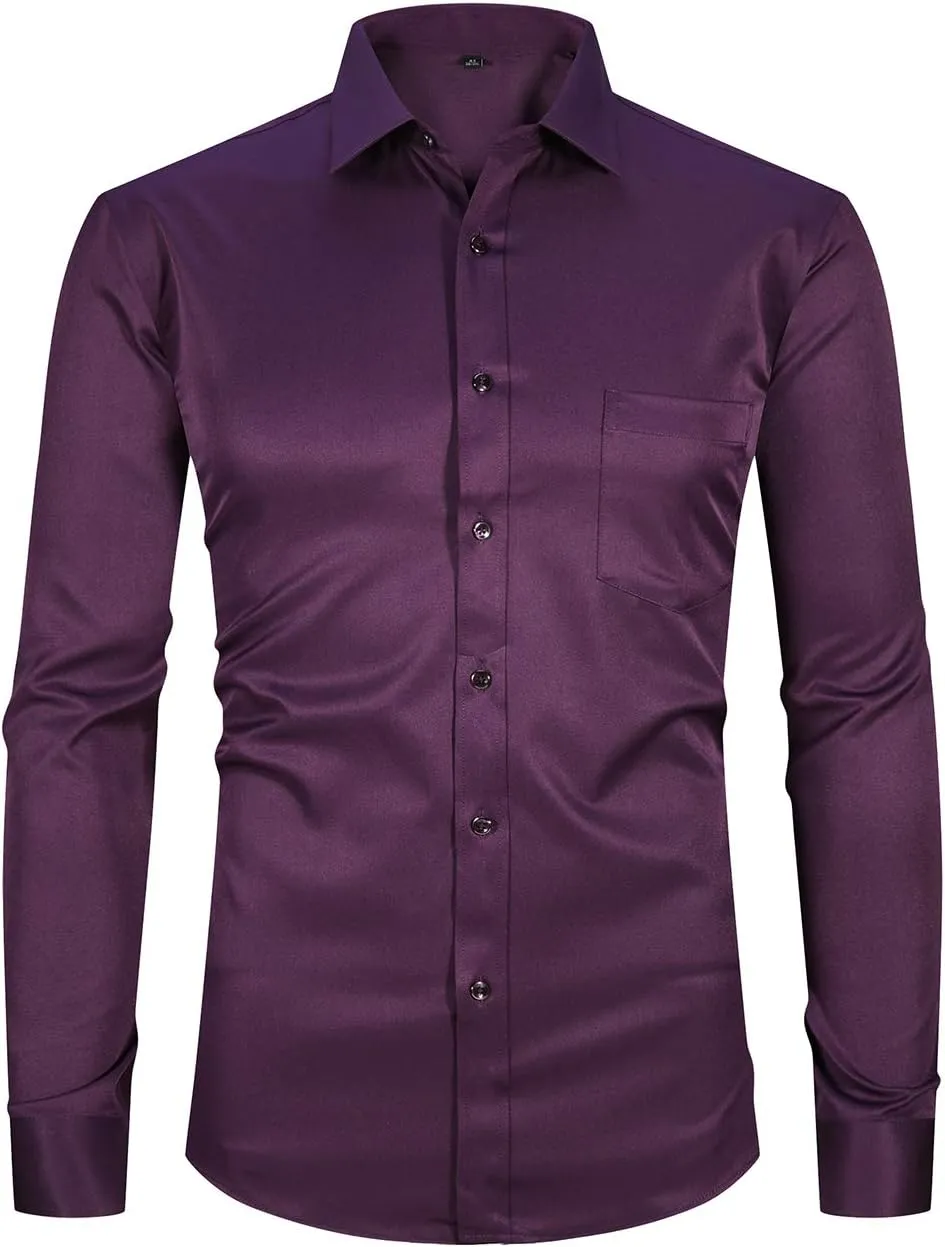 XTAPAN Men's Casual Dress Shirt Long Sleeve Regular Fit Business Button up Shirt