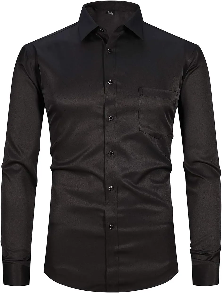 XTAPAN Men's Casual Dress Shirt Long Sleeve Regular Fit Business Button up Shirt