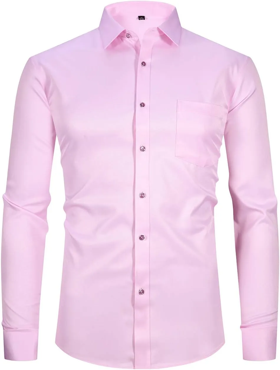 XTAPAN Men's Casual Dress Shirt Long Sleeve Regular Fit Business Button up Shirt