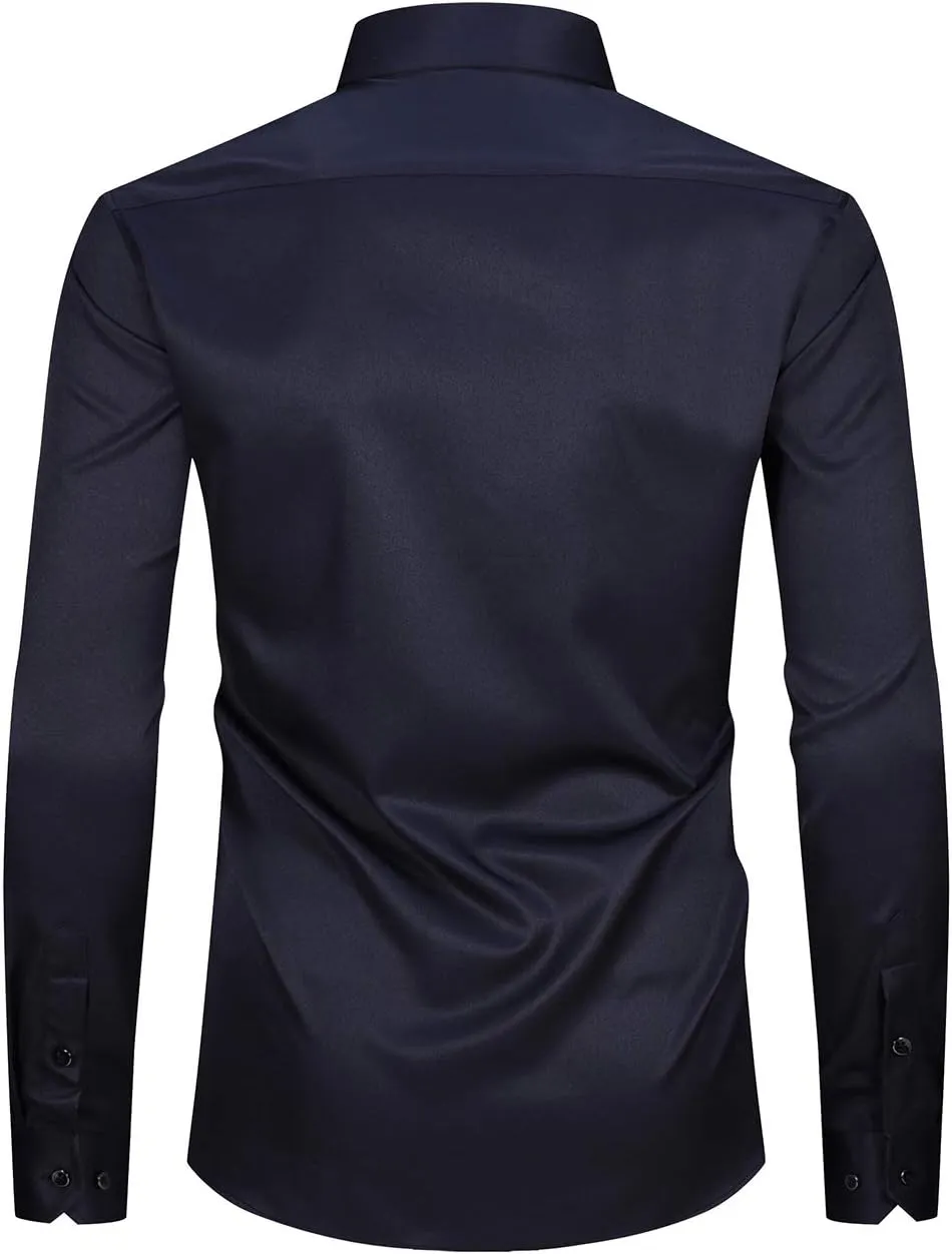 XTAPAN Men's Casual Dress Shirt Long Sleeve Regular Fit Business Button up Shirt