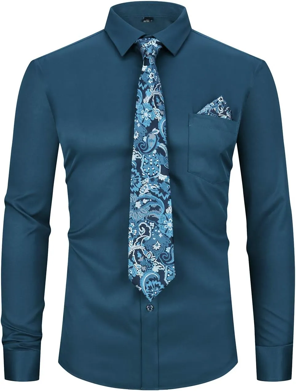 XTAPAN Men's Casual Dress Shirt Long Sleeve Regular Fit Business Button up Shirt