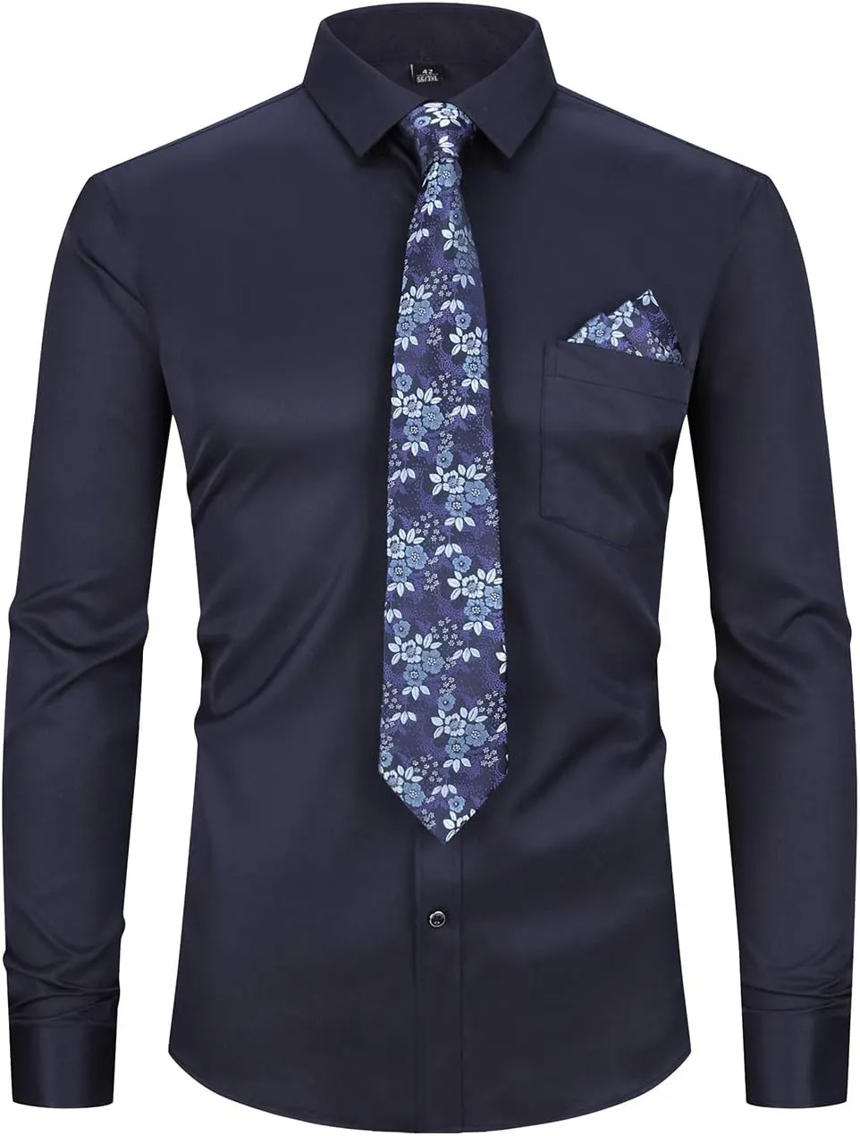 XTAPAN Men's Casual Dress Shirt Long Sleeve Regular Fit Business Button up Shirt