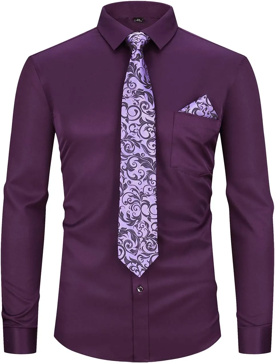 XTAPAN Men's Casual Dress Shirt Long Sleeve Regular Fit Business Button up Shirt