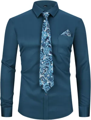 XTAPAN Men's Casual Dress Shirt Long Sleeve Regular Fit Business Button up Shirt