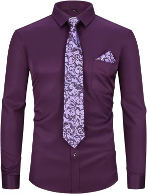 XTAPAN Men's Casual Dress Shirt Long Sleeve Regular Fit Business Button up Shirt