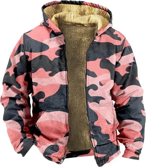 Yesunpxs Winter Jackets for Men Heavyweight Sweatshirt Hoodie Coat Fleece Sherpa Lined Zip Up Sweatshirt Jacket with Pockets