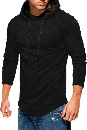Ymosrh Men's Fashion Hoodies Sleeve Hooded Pullover Casual Workout Athletic Hoodie Sweatshirt Drawstring Sweatshirts, M-2XL