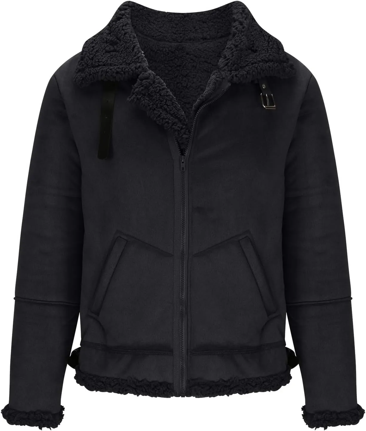 Zeiyignr Men's Winter Jacket Thick Thermal Full Zip Warm Sherpa Fleece Lined Coat Lapel Trucker Coats Vintage Bomber Jackets