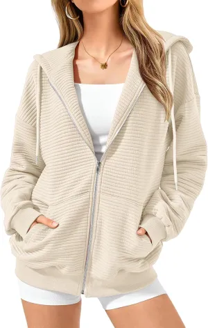 Zip Up Hoodie Women Sweatshirts for Women Y2K Quilted Jackets Hoodies Oversized Winter Fall Outfits Casual Fashion Top